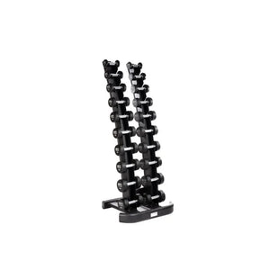 Metal dumbbell rack on a white background