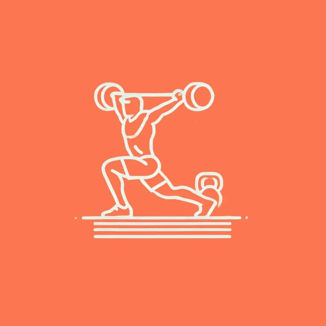 Athlete sitting on a wooden box, clapping hands with chalk dust rising, preparing to lift two kettlebells in a dimly lit gym. Wearing a sleeveless shirt, shorts, and sneakers.