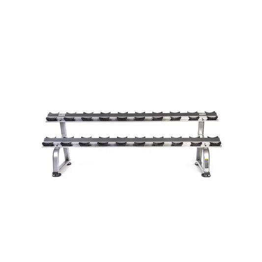 Metal bench with black rubber pads on a white background