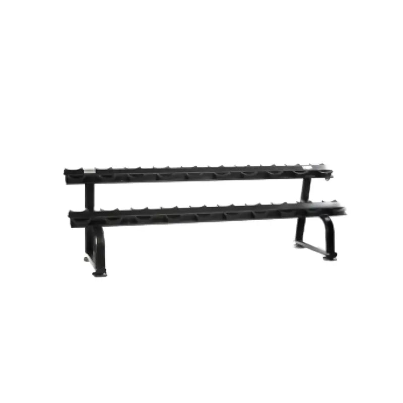 Metal bench with black rubber pads on a white background