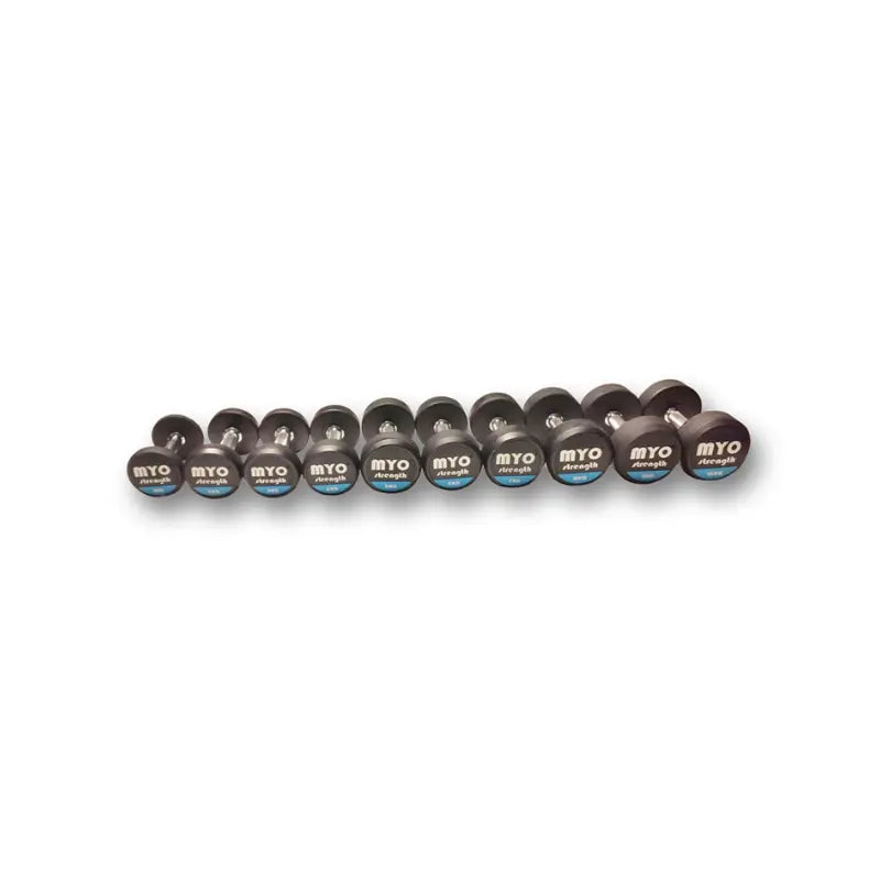 MYO Strength Rubber Dumbbells | Noise-Reducing, Durable & Colour-Coded (2.5kg–50kg) MYO Strength