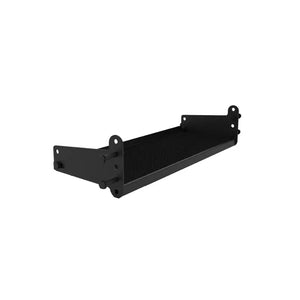 The Jordan J75 Storage Shelf Attachment is a black metal shelf designed for the J75 Compact Power Rack. With a textured surface and side brackets featuring multiple holes for assembly, its ideal for securely holding electronic equipment in your rack setup.