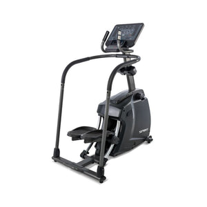 Elliptical trainer with digital display on a white background