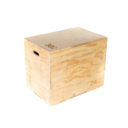 MYO Strength 3-in-1 Wooden Plyometric Jump Box – 20” / 24” / 30” Heights