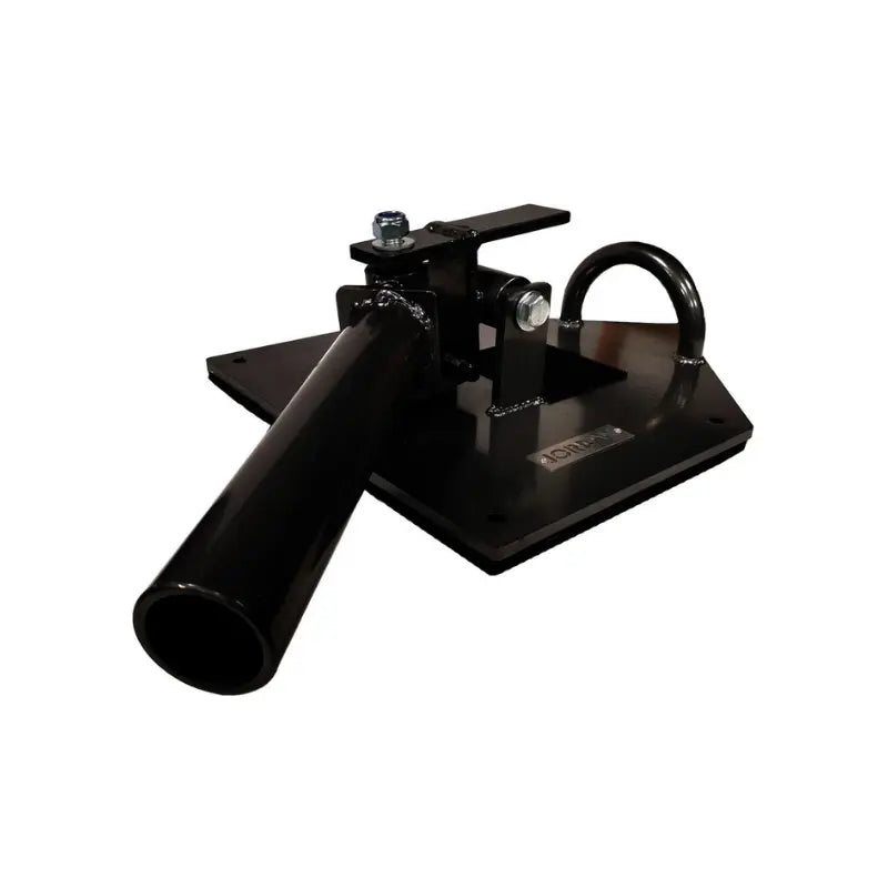 The Jordan JORDAN Multi-Purpose Landmine Trainer in black features an Olympic bar holder, rope anchor, and rotating bracket for functional strength training.