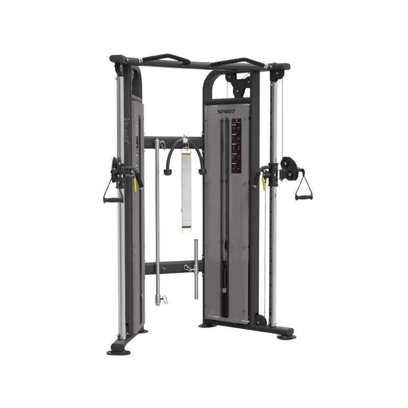 Gym equipment cable machine with 'SPIRIT' branding on a white background