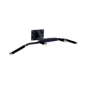 The JORDAN Premium Chin-Up Bar by Jordan is a wall-mounted, black pull-up bar with multiple grip positions and padded handles, ideal for upper body workouts at home or in the gym. Secure metal construction with mounting plate ensures stability.