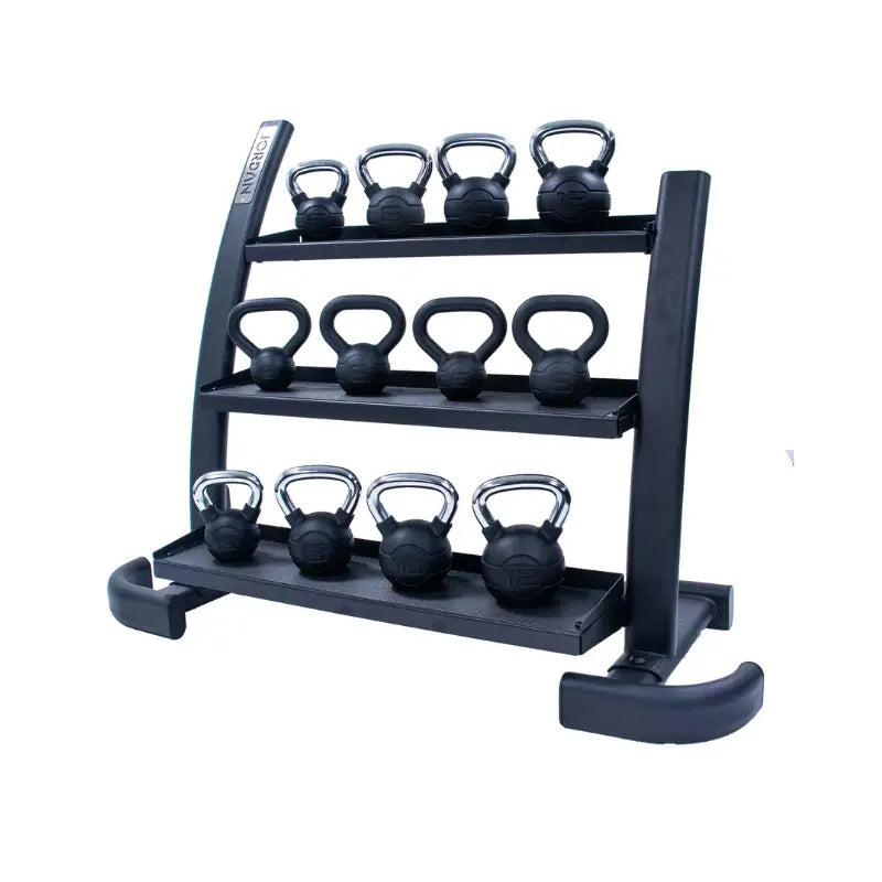JORDAN Three-Tier Kettlebell Rack – 15-Kettlebell Heavy-Duty Storage - Home Gym Pro