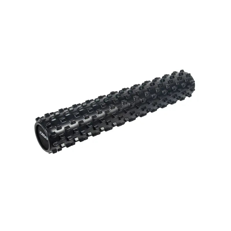 The Jordan Deep Tissue Foam Roller – High-Density Recovery Tool in black, featuring a grid pattern, is shown on a white background—perfect for muscle massage, physical therapy, and recovery.