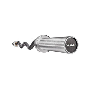 A silver metal curl bar labeled "SPIRIT" on the end. 