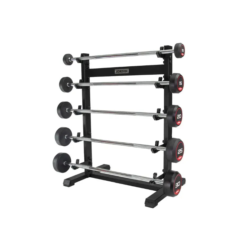 JORDAN Fixed Barbell Rack – Vertical 5-Bar Storage - Home Gym Pro