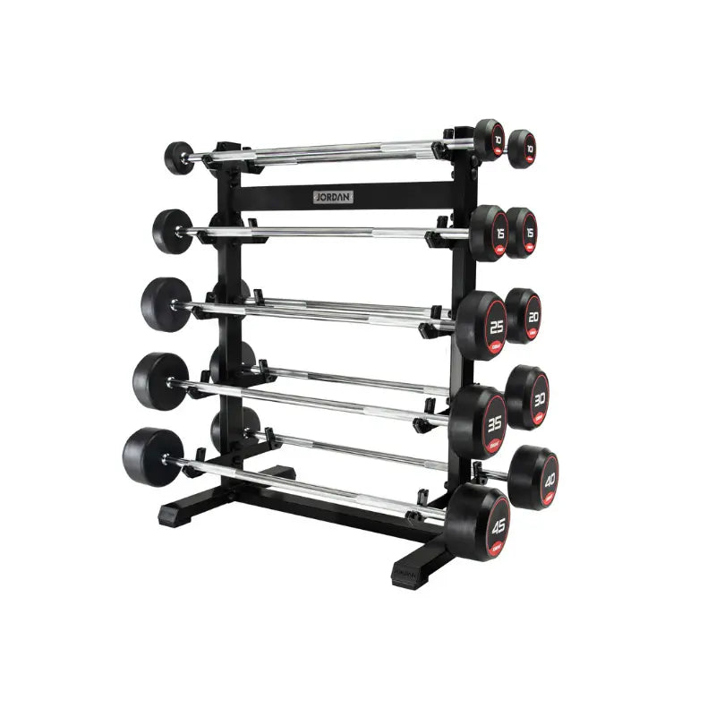 JORDAN Fixed Barbell Rack – Vertical 5-Bar Storage - Home Gym Pro