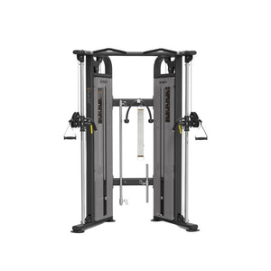 Exercise cable machine frame on a white background