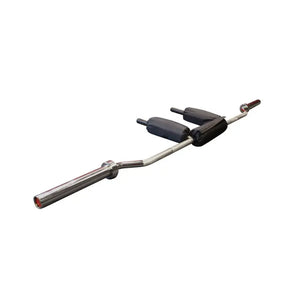 The JORDAN Safety Squat Bar – Olympic Specialty Barbell by Jordan features padded shoulder and neck supports plus handles, designed for squat training and strength workouts, shown isolated on a white background.