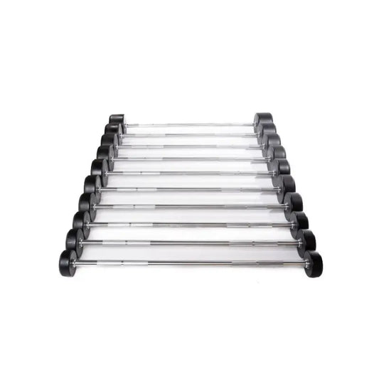 MYO Strength Urethane Solid End Barbell Set | 10 Fixed-Weight Straight Bars (10–50kg) | Chrome Grip | 2-Year Warranty MYO Strength