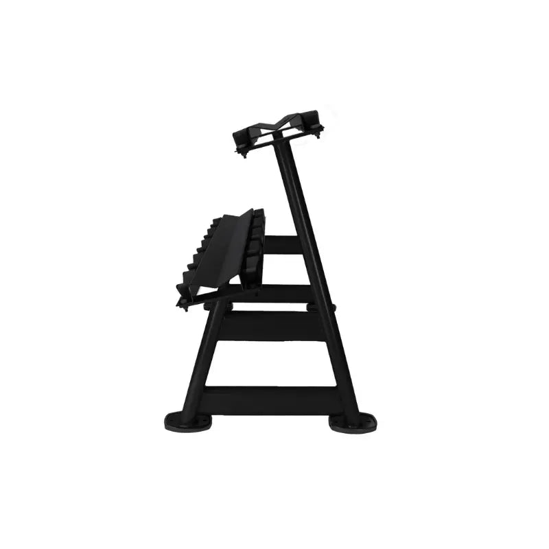 JORDAN Compact 5-Pair Horizontal Dumbbell Storage Rack – Space-Saving 2-Tier Design - Home Gym Pro
