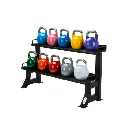 MYO Strength Two Tier Kettlebell Rack – Compact Steel Storage for 12 Kettlebells