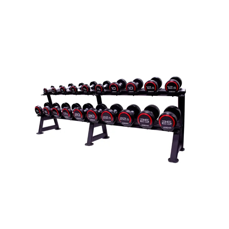 JORDAN 2-Tier Heavy-Duty Steel Dumbbell Storage Rack – 10 Pair - Home Gym Pro