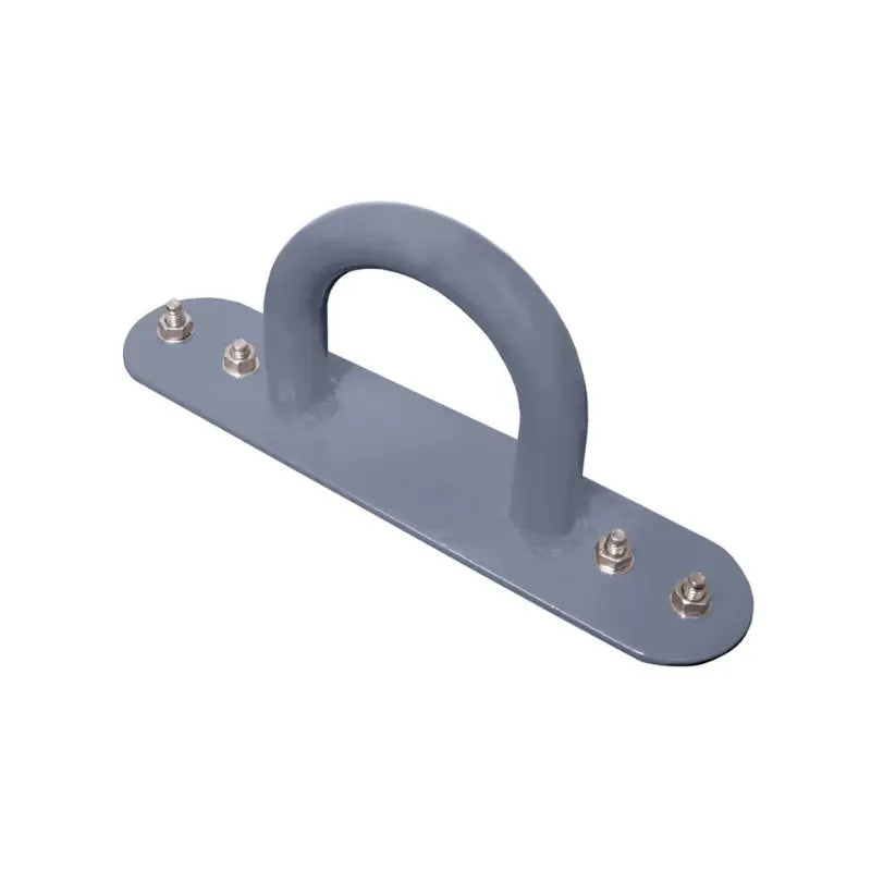 The Jordan Black JORDAN Battle Rope Anchor, designed for wall or floor mounting battle ropes, resistance bands, and suspension trainers, features a curved handle and four bolts; shown on a white background.
