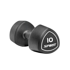 Black dumbbell with '10' and 'Spirit' branding on a white background