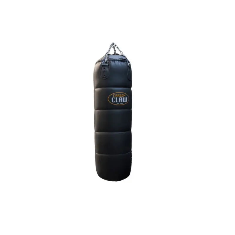 The Carbon Claw Pro FX-7 Series 4FT Heavy Punch Bag (45kg, foam padded) in black synthetic leather with chain attachments and logo is designed for boxing training, shown hanging against a plain white background.