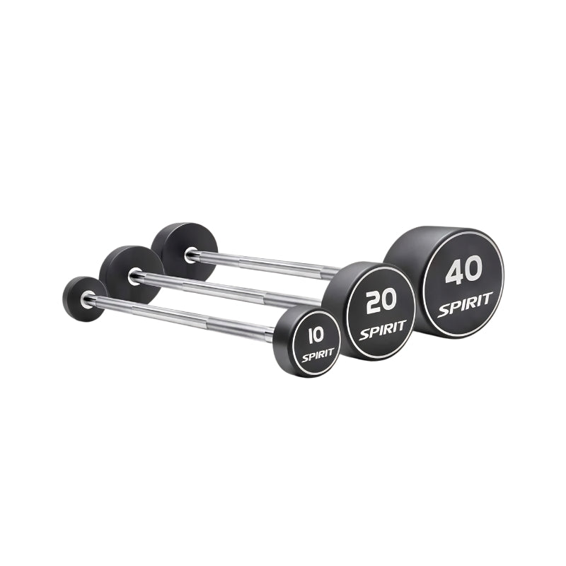 Set of adjustable dumbbells with Spirit branding on a white background