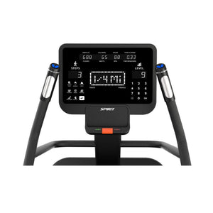 Digital display panel of a Spirit brand  Stair Climber machine on a white background