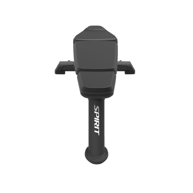 Black flat exercise bench with Spirit logo on a white background