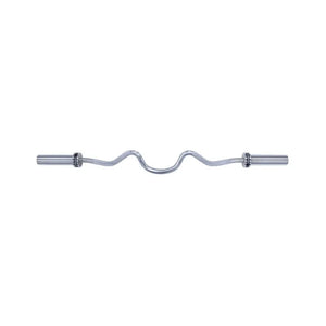 The JORDAN Steel Series Super Curl Bar – 1200mm Olympic Barbell for Biceps & Triceps by Jordan features angled grips and smooth cylindrical ends for weight plates, shown on a plain white background.