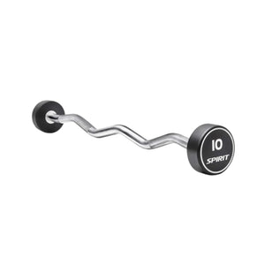 Curved barbell with 'Spirit' branding on a white background