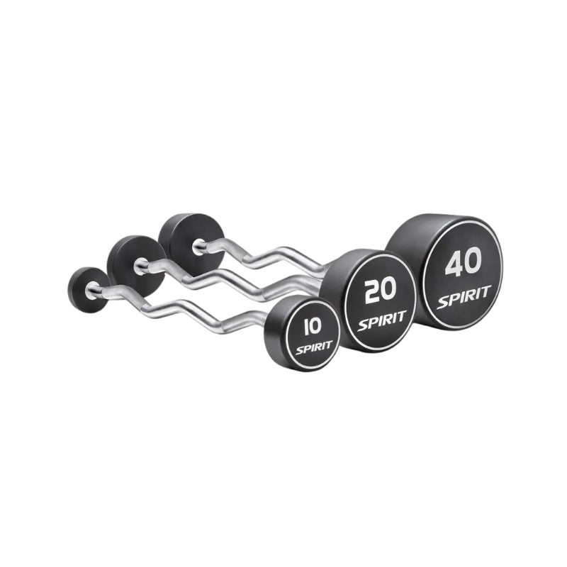 Set of adjustable dumbbells with Spirit branding on a white background