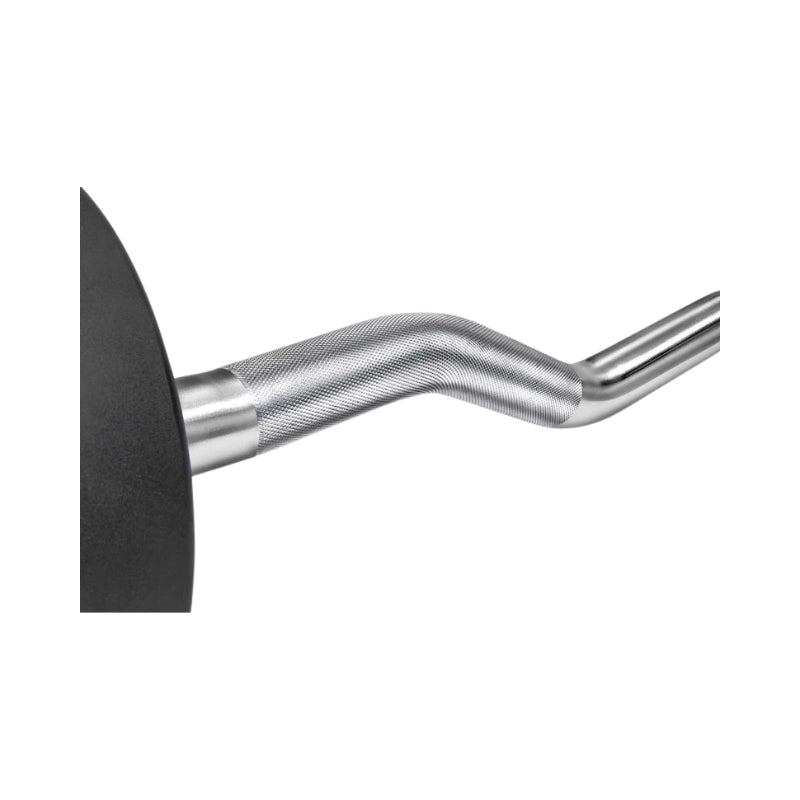 Close up of a fixed "Spirit " barbell with knurl 