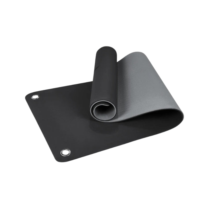 Roll of black mat on a white background
