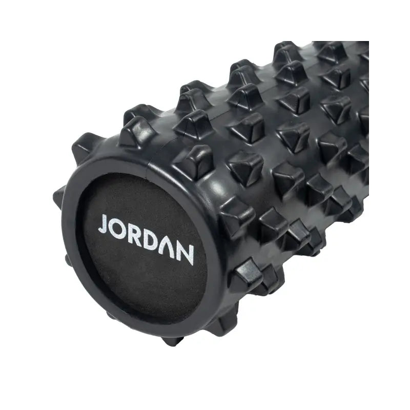 The Jordan Deep Tissue Foam Roller – High-Density Recovery Tool in black, featuring a grid pattern, is shown on a white background—perfect for muscle massage, physical therapy, and recovery.