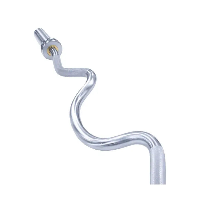 The JORDAN Steel Series Super Curl Bar – 1200mm Olympic Barbell for Biceps & Triceps by Jordan features angled grips and smooth cylindrical ends for weight plates, shown on a plain white background.