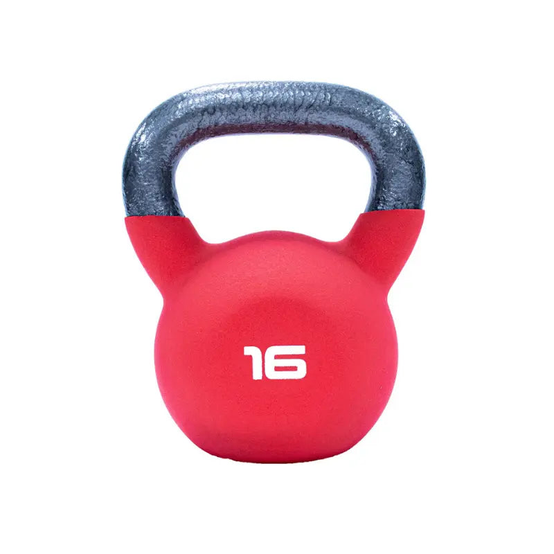 The Jordan JORDAN Neoprene Kettlebell, color-coded in orange with a metal handle and white 24 on the front, is ideal for strength and functional training. Displayed on a white background.