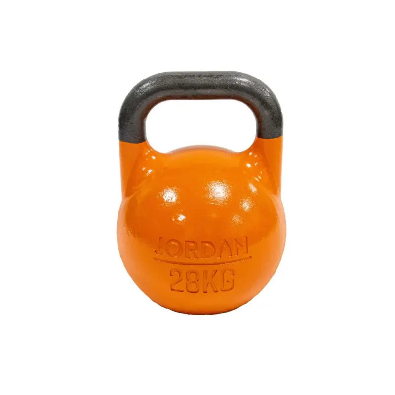 A pink Jordan Competition Steel Kettlebell, BSI approved with a black handle and 8kg weight marking, is shown on a white background.