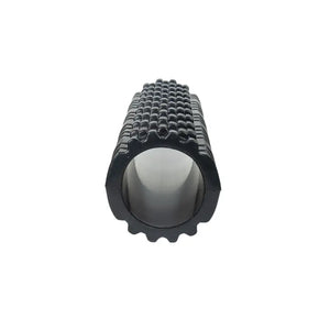 The Jordan Medium-Density Massage Roller – Everyday Foam Roller features a textured black, grid-like surface with Jordan printed in white, perfect for daily recovery and muscle relief. Pictured horizontally on a white background.