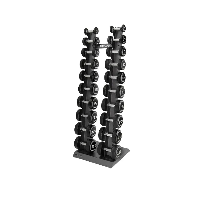 JORDAN Vertical Dumbbell Storage Racks – 10 & 12 Pair Space-Saving Stands - Home Gym Pro