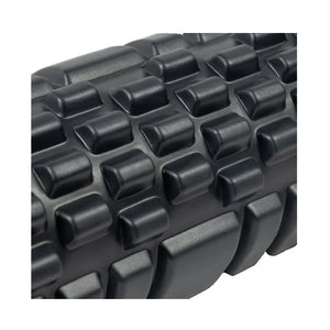 The Jordan Medium-Density Massage Roller – Everyday Foam Roller features a textured black, grid-like surface with Jordan printed in white, perfect for daily recovery and muscle relief. Pictured horizontally on a white background.