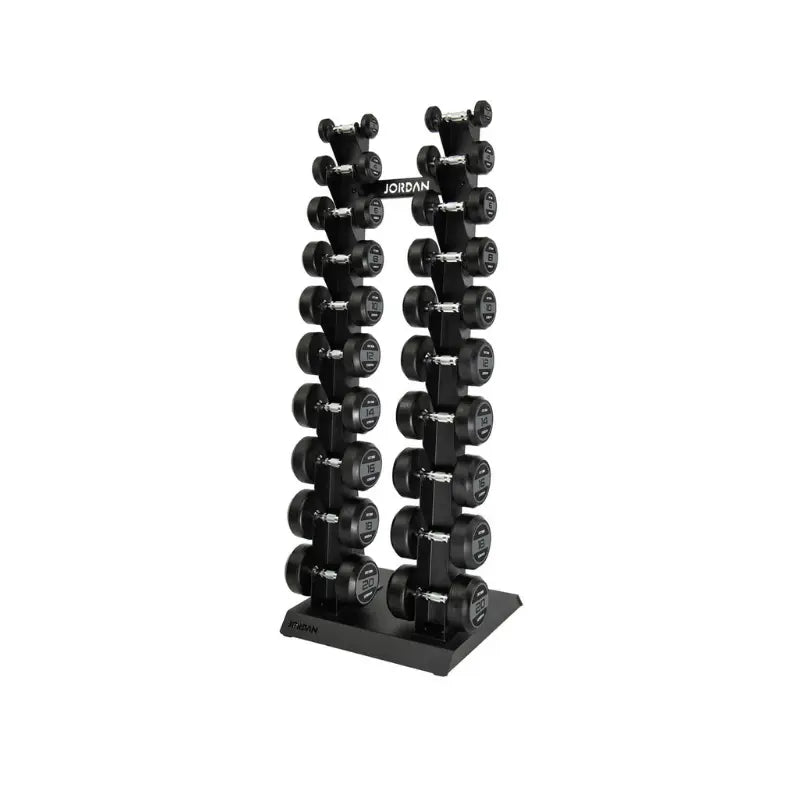 JORDAN Vertical Dumbbell Storage Racks – 10 & 12 Pair Space-Saving Stands - Home Gym Pro