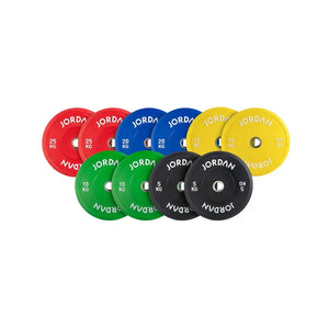 JORDAN Coloured Rubber Bumper Plates | Olympic Standard | 100kg & 150kg Sets Available - Home Gym Pro