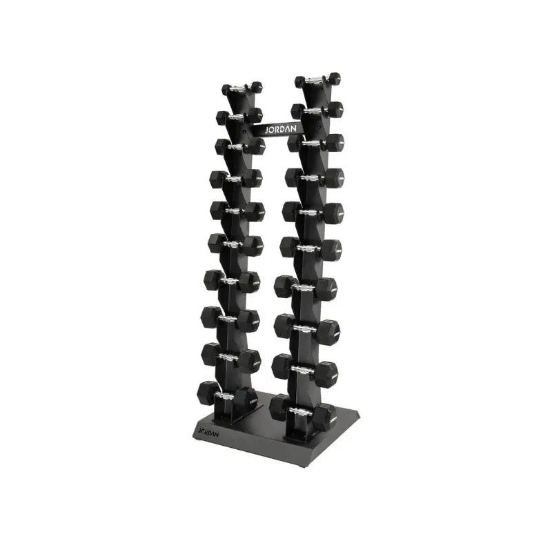 JORDAN Vertical Dumbbell Storage Racks – 10 & 12 Pair Space-Saving Stands - Home Gym Pro