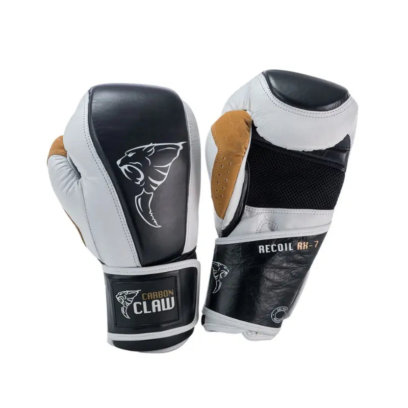 Pair of boxing gloves with 'Carbon Claw' branding on a white background