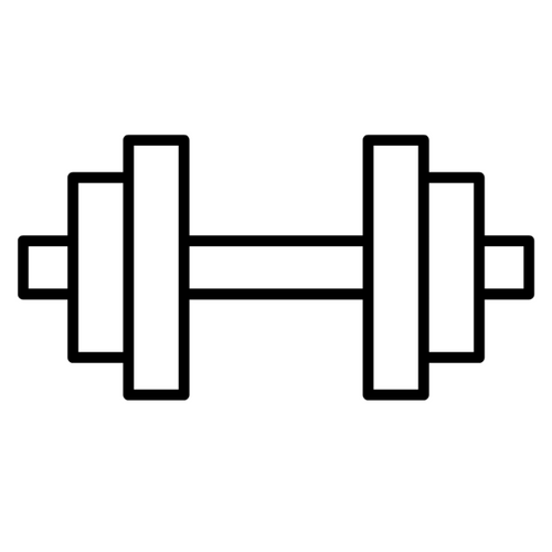Black outline of a dumbbell on a white background