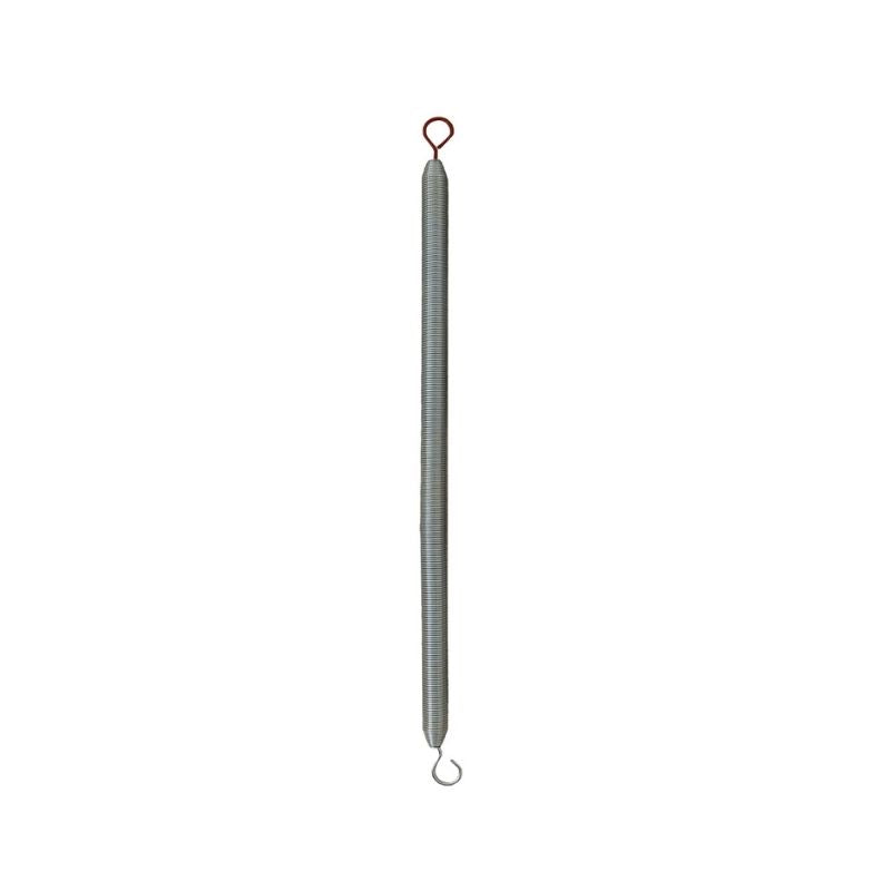 A HEGREN Reformer Spring by Hegren, featuring colour-coded resistance with a red loop on top and a silver hook at the bottom, is shown vertically against a plain white background.