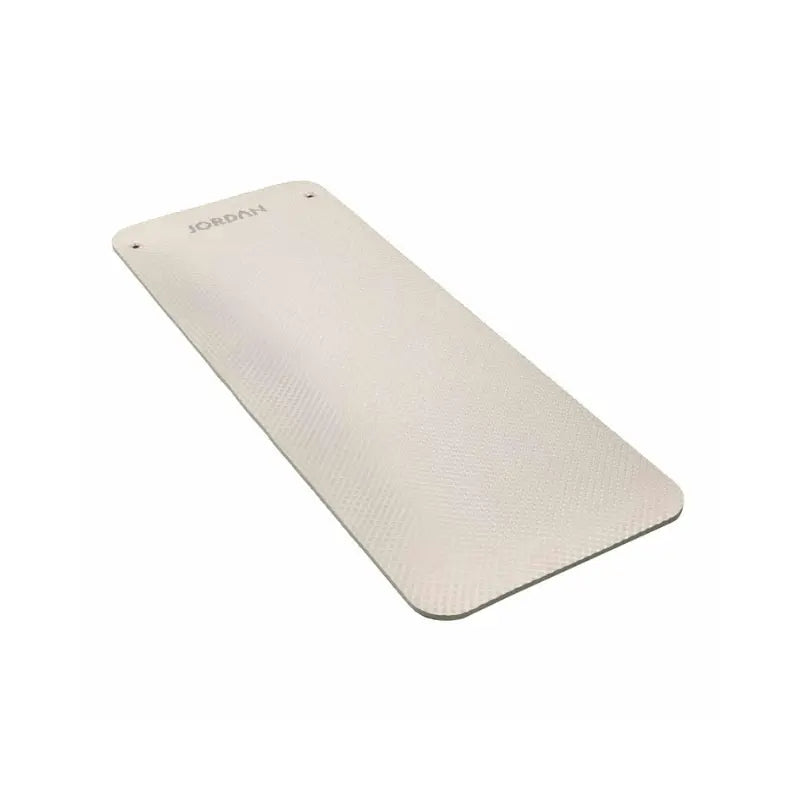 The JORDAN Fitness Mat by Jordan, available in multiple sizes, colors, and 9mm or 19mm thickness, is a black rectangular mat with a textured surface—perfect for home gyms or yoga—shown flat on a white background.