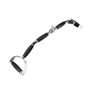 The JORDAN Wide Parallel Grip Lat Pulldown Bar by Jordan is a cable machine back attachment with rubber grips and ergonomic rotating handles, designed for comfort and effective upper-body strength training.