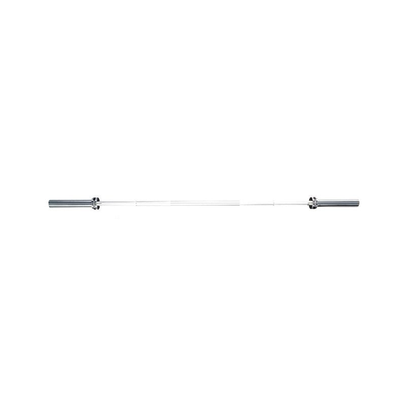 The JORDAN Lightweight Aluminium Technique Bar – 7kg Olympic Training Barbell (1830mm) by Jordan features metal sleeves on both ends, making it ideal for perfecting form during Olympic lifts. Shown isolated on a white background.