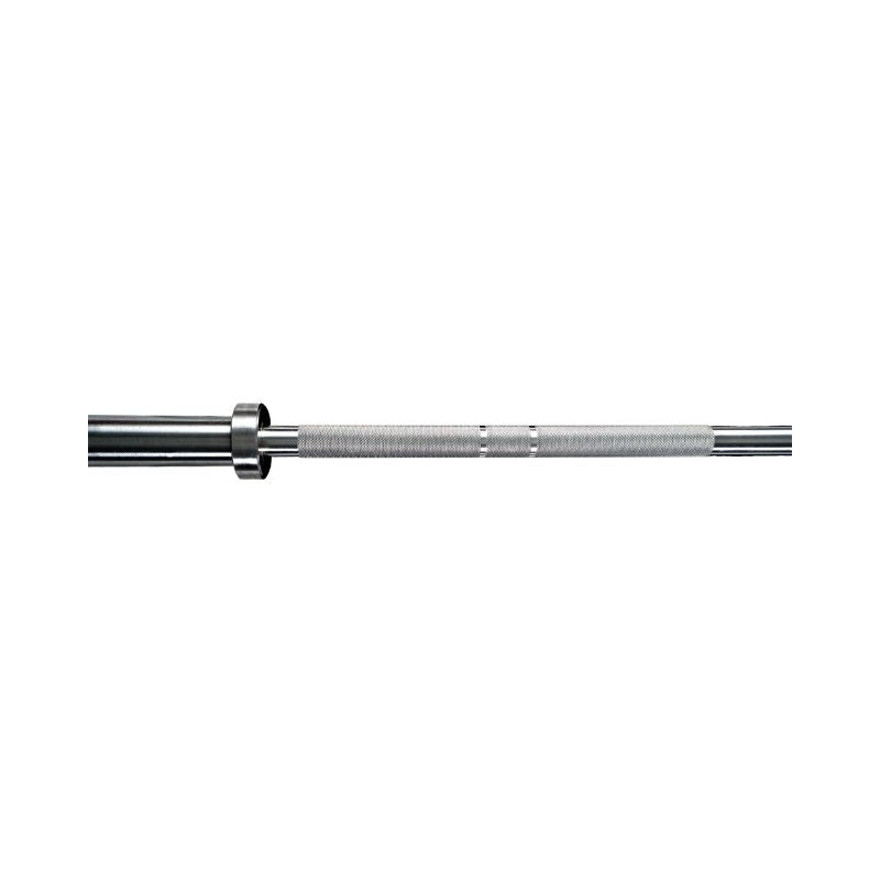 The JORDAN Ultimate Olympic Bars by Jordan—Men’s & Women’s competition-standard barbells (15kg/20kg)—feature a center knurled grip and 200K PSI tensile strength, ideal for weightlifting, shown on a plain white background.